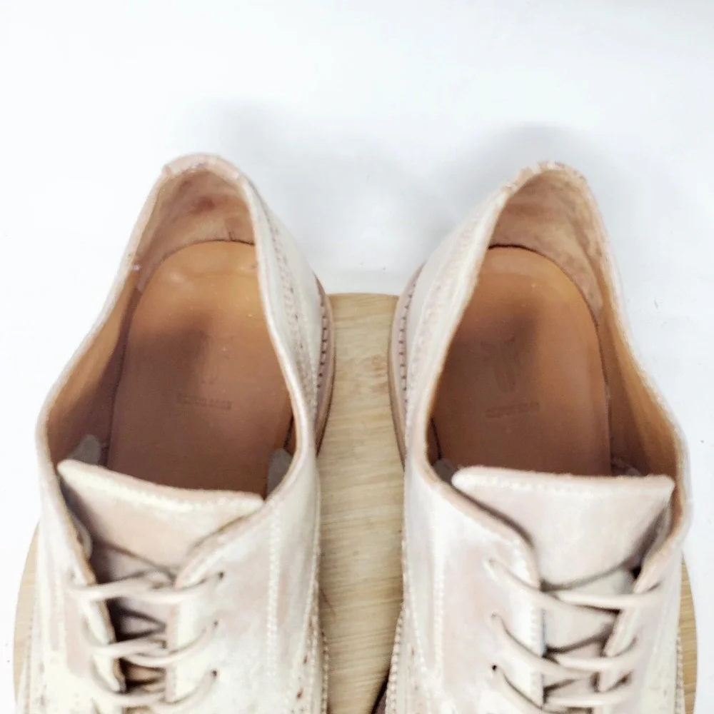 Frye Shoes Mens 9.5 D Paul Whitewash Leather Wingtip Brogue Oxford Mexico